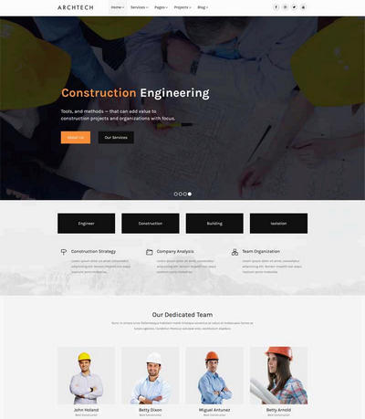 简约大气的建筑工程行业html网站模板