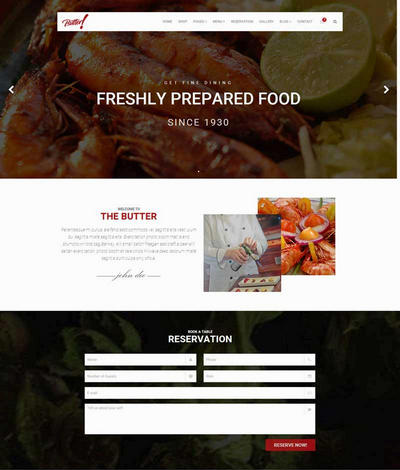 宽屏餐饮美食行业网站html模板