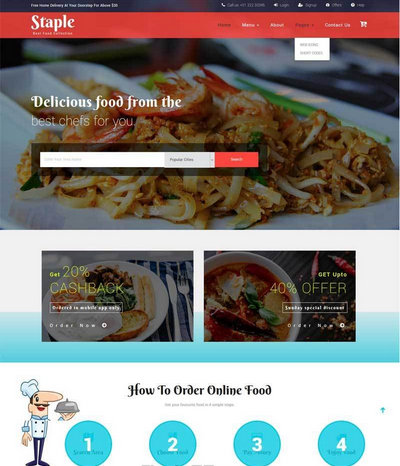 宽屏大气美食餐厅网站模板html整站