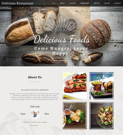 宽屏国外餐饮美食网站html5静态模板