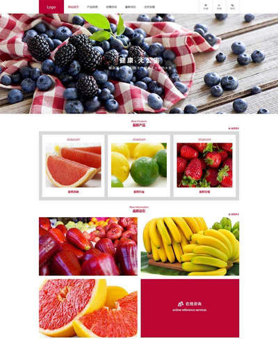 红色水果销售加盟公司html网站模板