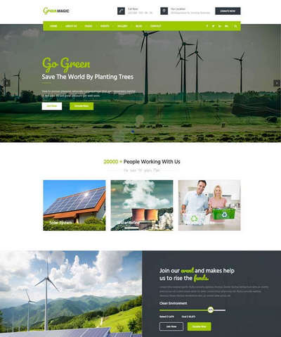 绿色宽屏节能环保公益宣传html网站模板