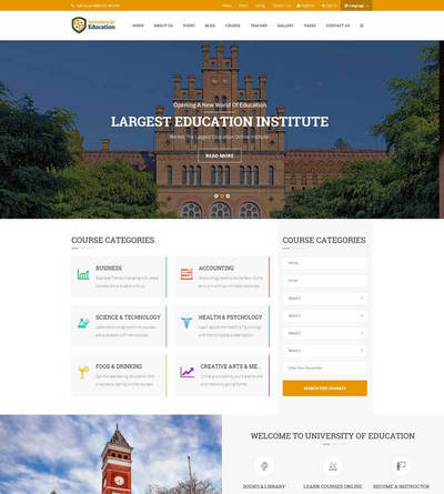 响应式大学生选修课程教育培训网站模板