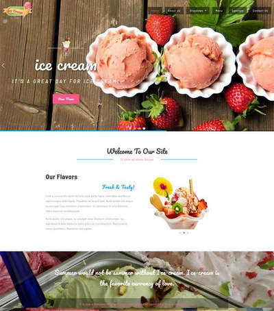 卡通冰淇淋甜品店静态html网站模板