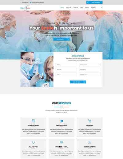 蓝色医院医疗卫生bootstrap网站模板