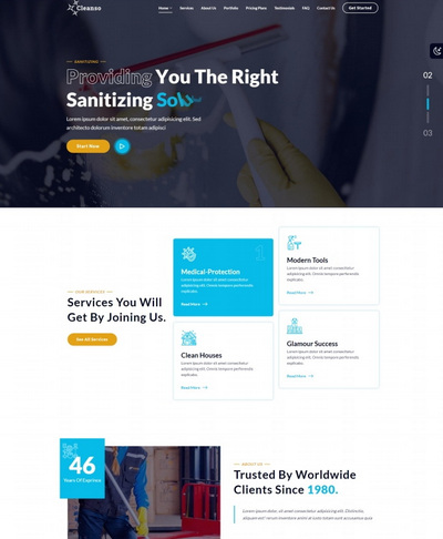 多风格保洁清洁服务公司html5网站模板