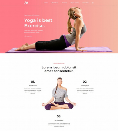 瑜伽舞蹈培训服务公司html单页模板