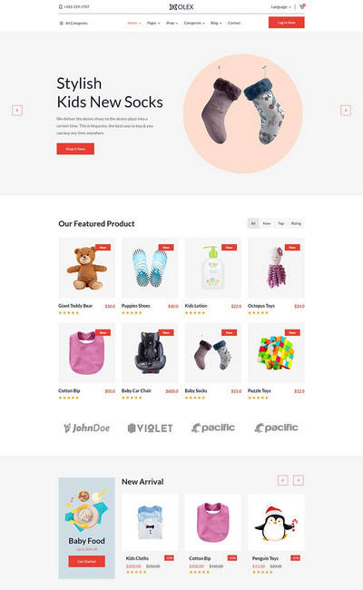多风格婴幼儿用品商城html5静态网页模板
