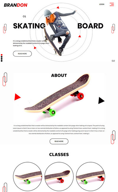 滑板运动教学体育用品销售通用网页模板