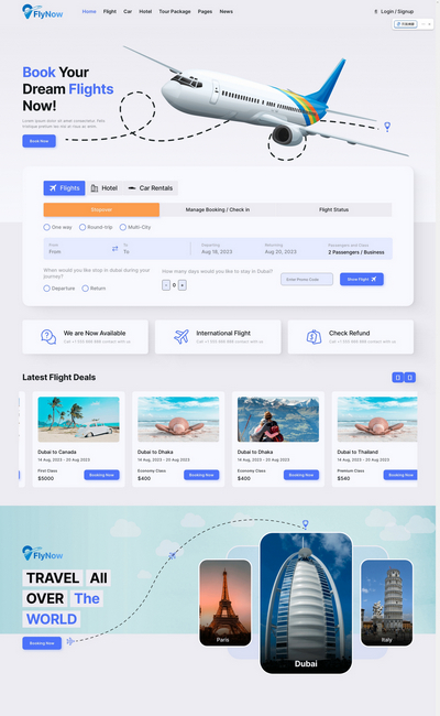 航空公司航班预定html5网站模板