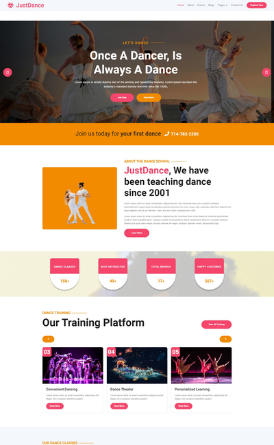 专业舞蹈培训机构html5网站模板