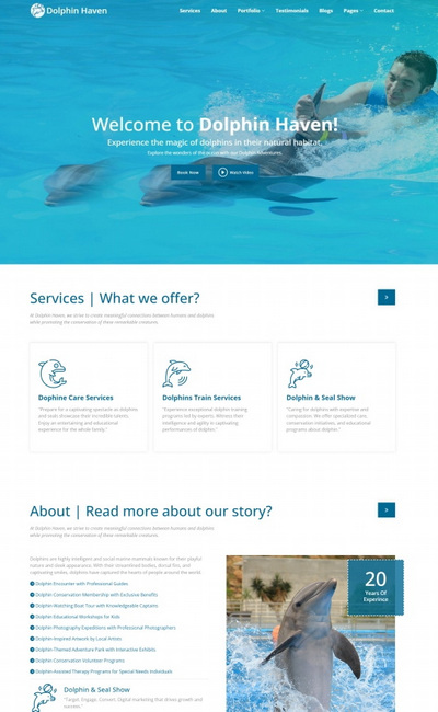 水族馆海豚表演宣传页html5网站模板