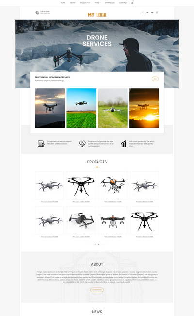 无人机英文外贸企业pbootcms网站模板