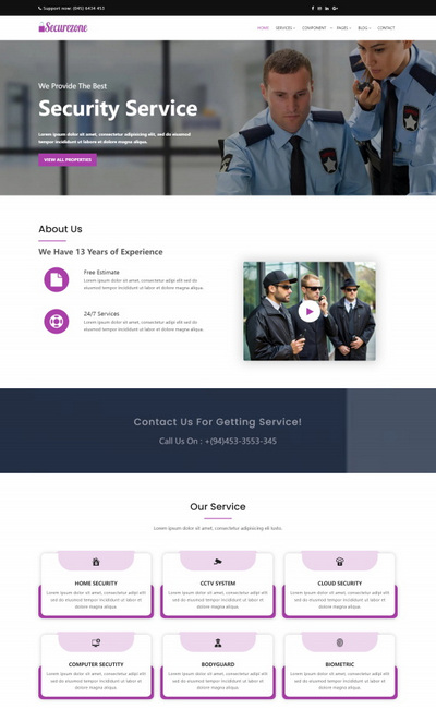安全服务公司宣传页html5网站模板