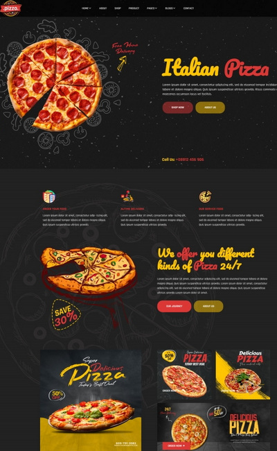 意式披萨餐饮美食服务html5网站模板